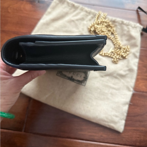 Gucci Black Leather Crossbody with Gold Chain - Picture 7 of 7